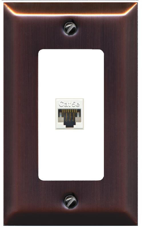 RiteAV 1 Gang Decorative 1 Port Cat5e Wall Plate - 1 Gang [Brushed-Copper/White]