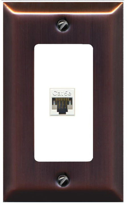 RiteAV 1 Gang Decorative 1 Port Cat5e Wall Plate - 1 Gang [Brushed-Copper/White]