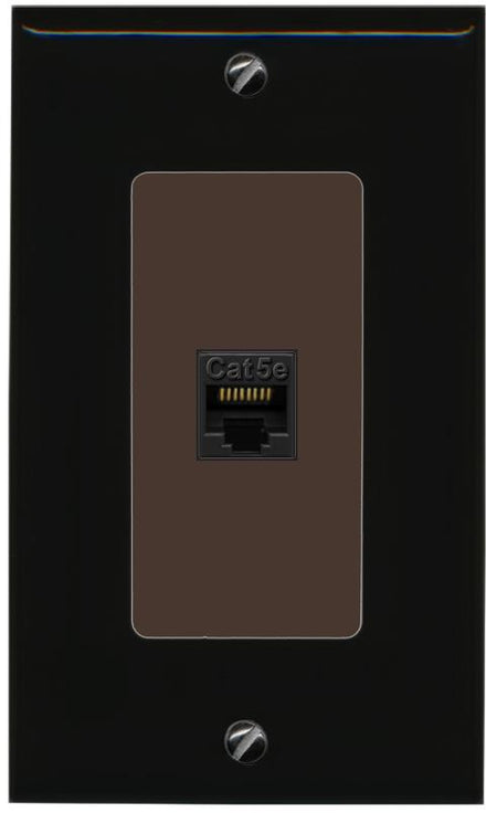 RiteAV 1 Gang Decorative 1 Port Cat5e Wall Plate - 1 Gang [Black/Brown]