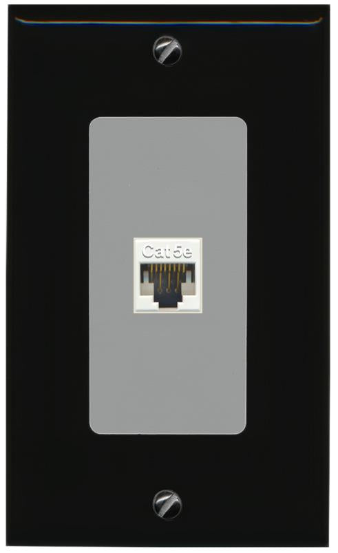 RiteAV 1 Gang Decorative 1 Port Cat5e Wall Plate - 1 Gang [Black/Gray]