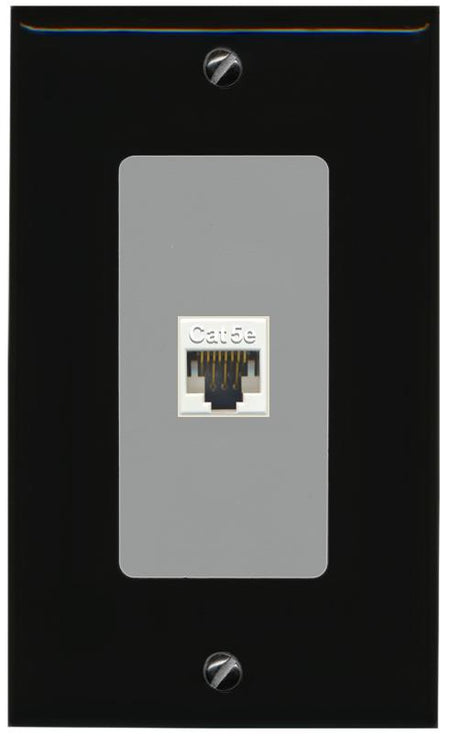 RiteAV 1 Gang Decorative 1 Port Cat5e Wall Plate - 1 Gang [Black/Gray]