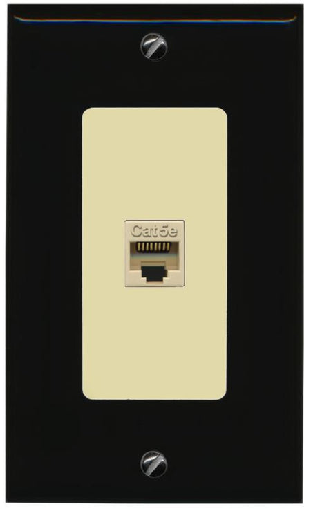 RiteAV 1 Gang Decorative 1 Port Cat5e Wall Plate - 1 Gang [Black/Ivory]