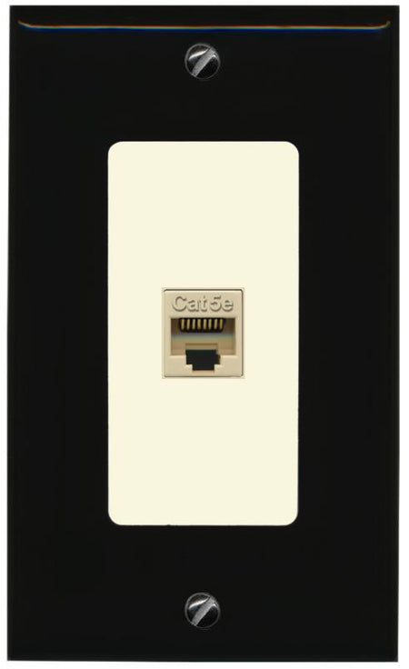 RiteAV 1 Gang Decorative 1 Port Cat5e Wall Plate - 1 Gang [Black/Light-Almond]
