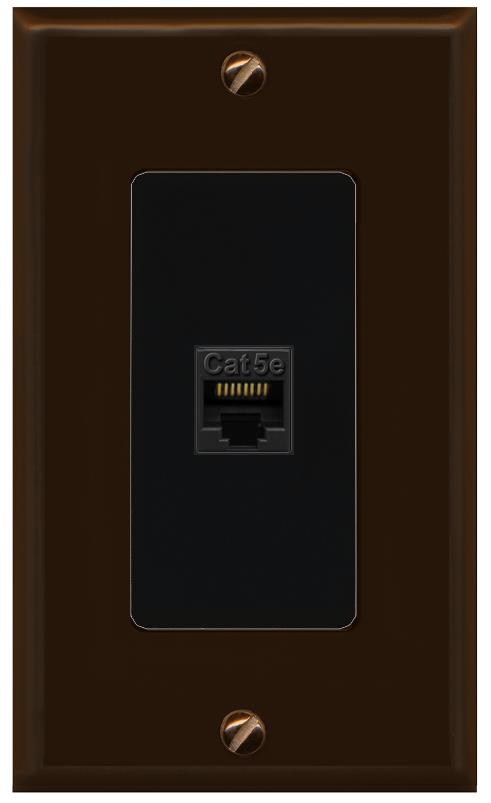 RiteAV 1 Gang Decorative 1 Port Cat5e Wall Plate - 1 Gang [Brown/Black]