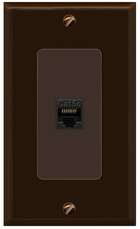 RiteAV 1 Gang Decorative 1 Port Cat5e Wall Plate - 1 Gang [Brown/Brown]