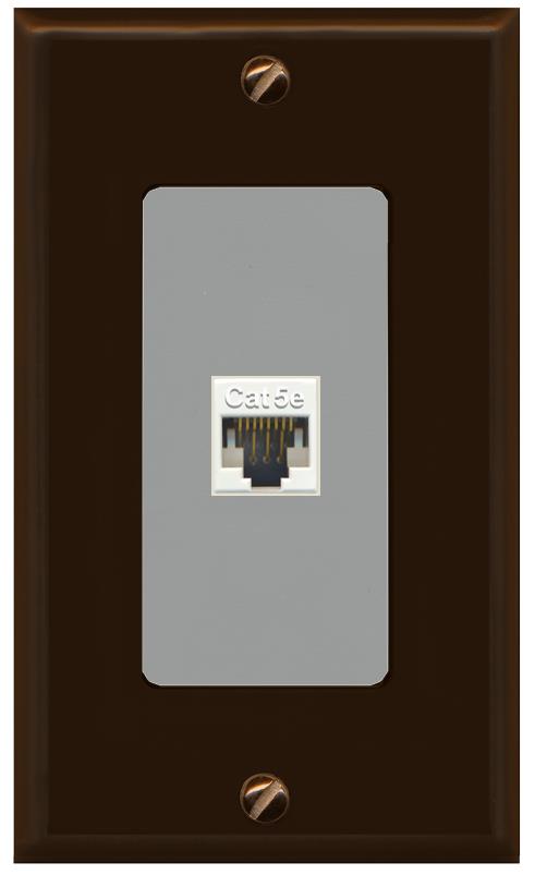 RiteAV 1 Gang Decorative 1 Port Cat5e Wall Plate - 1 Gang [Brown/Gray]