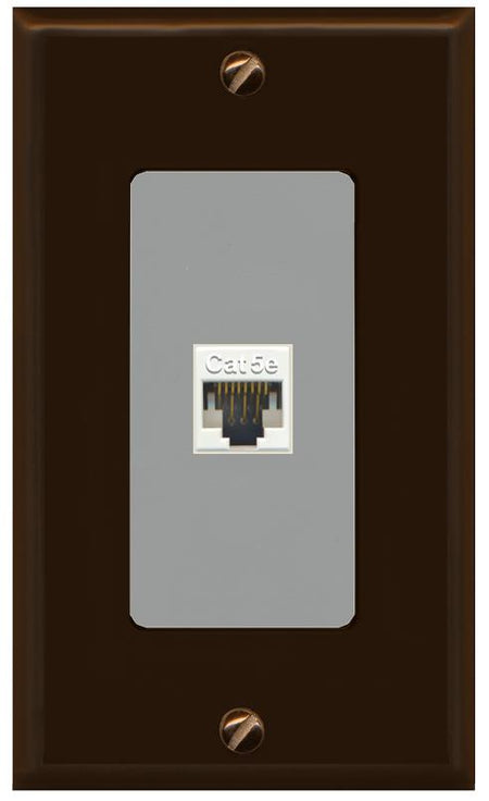 RiteAV 1 Gang Decorative 1 Port Cat5e Wall Plate - 1 Gang [Brown/Gray]