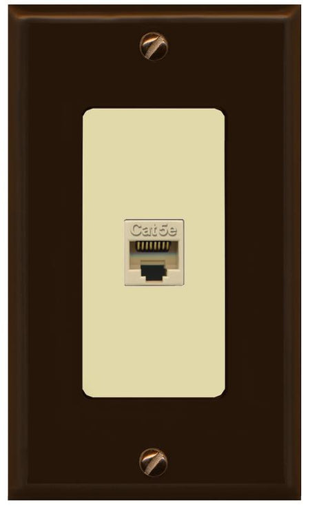 RiteAV 1 Gang Decorative 1 Port Cat5e Wall Plate - 1 Gang [Brown/Ivory]