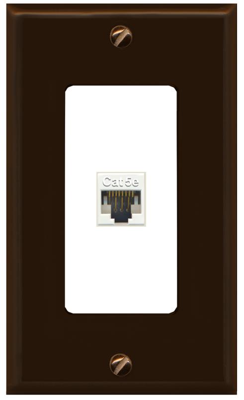 RiteAV 1 Gang Decorative 1 Port Cat5e Wall Plate - 1 Gang [Brown/White]