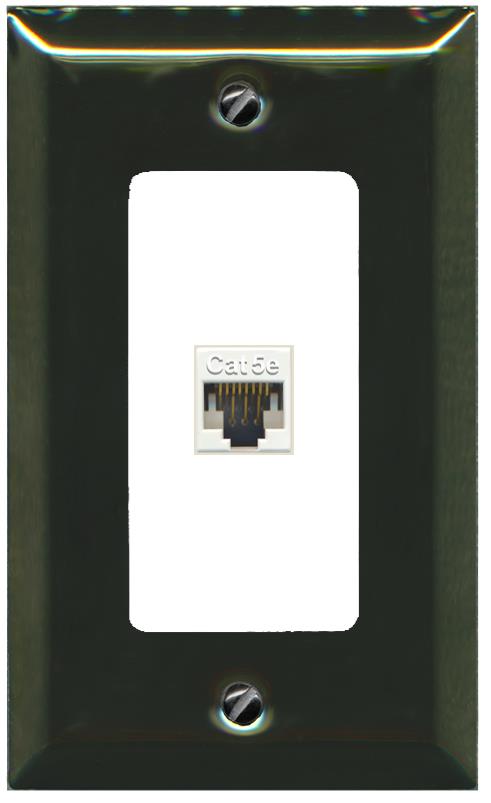 RiteAV 1 Gang Decorative 1 Port Cat5e Wall Plate - 1 Gang [Brass/White]