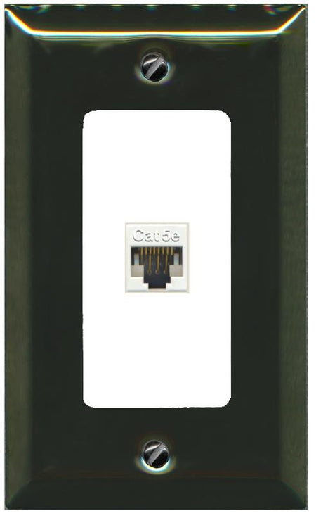 RiteAV 1 Gang Decorative 1 Port Cat5e Wall Plate - 1 Gang [Brass/White]