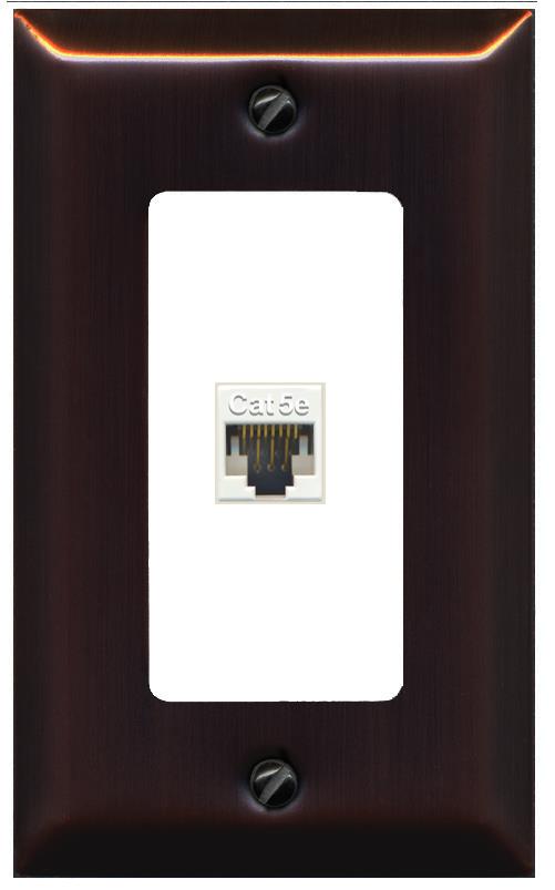 RiteAV 1 Gang Decorative 1 Port Cat5e Wall Plate - 1 Gang [Bronze/White]