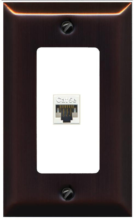 RiteAV 1 Gang Decorative 1 Port Cat5e Wall Plate - 1 Gang [Bronze/White]