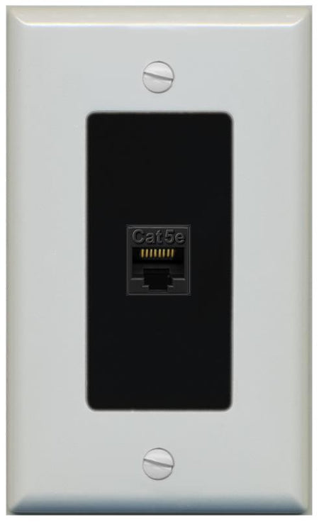 RiteAV 1 Gang Decorative 1 Port Cat5e Wall Plate - 1 Gang [Gray/Black]