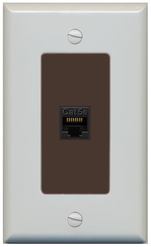 RiteAV 1 Gang Decorative 1 Port Cat5e Wall Plate - 1 Gang [Gray/Brown]