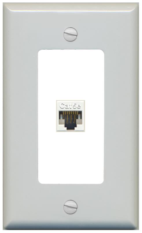 RiteAV 1 Gang Decorative 1 Port Cat5e Wall Plate - 1 Gang [Gray/White]