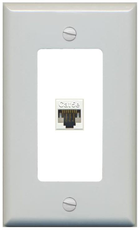 RiteAV 1 Gang Decorative 1 Port Cat5e Wall Plate - 1 Gang [Gray/White]
