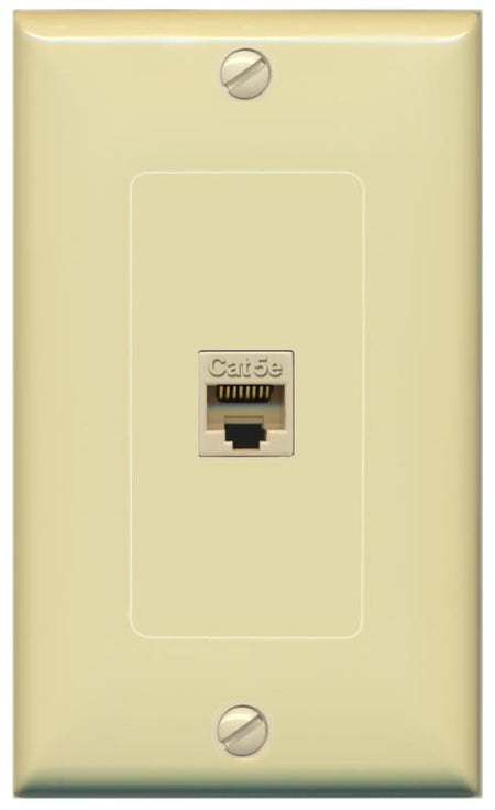 RiteAV 1 Gang Decorative 1 Port Cat5e Wall Plate - 1 Gang [Ivory/Ivory]