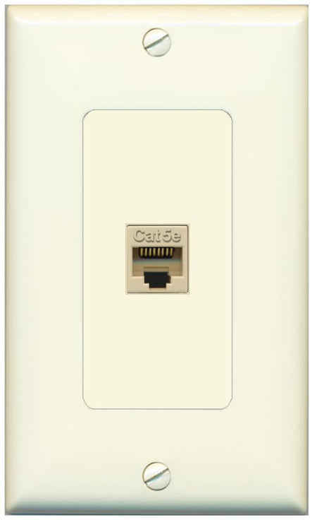 RiteAV 1 Gang Decorative 1 Port Cat5e Wall Plate - 1 Gang [Light-Almond]