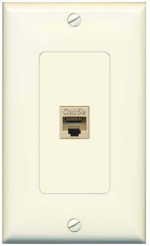 RiteAV 1 Gang Decorative 1 Port Cat5e Wall Plate - 1 Gang [Light-Almond]