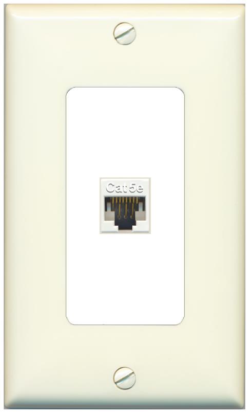 RiteAV 1 Gang Decorative 1 Port Cat5e Wall Plate - 1 Gang [Light-Almond/White]