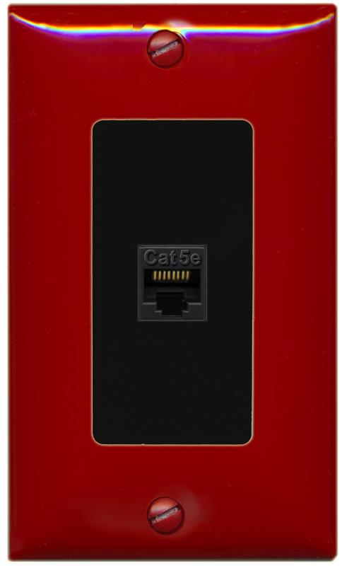 RiteAV 1 Gang Decorative 1 Port Cat5e Wall Plate - 1 Gang [Red/Black]