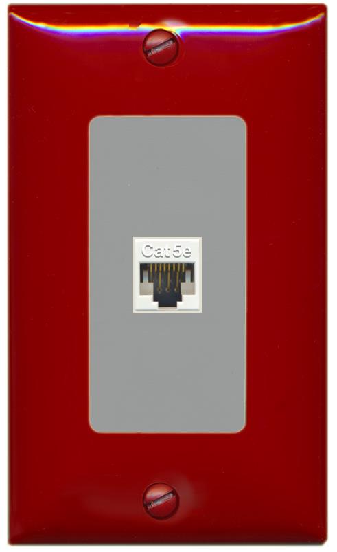 RiteAV 1 Gang Decorative 1 Port Cat5e Wall Plate - 1 Gang [Red/Gray]
