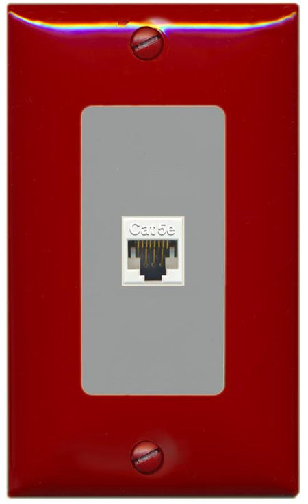 RiteAV 1 Gang Decorative 1 Port Cat5e Wall Plate - 1 Gang [Red/Gray]