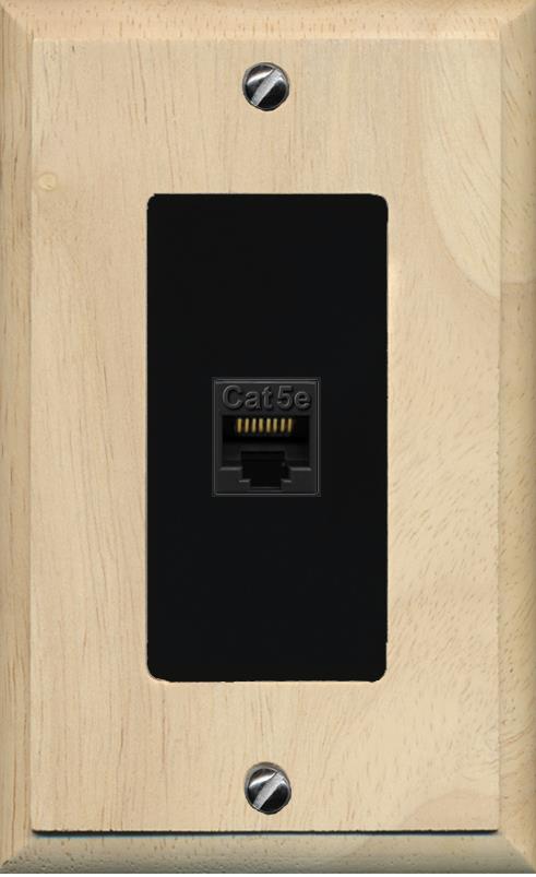 RiteAV 1 Gang Decorative 1 Port Cat5e Wall Plate - 1 Gang [Wood/Black]