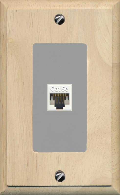 RiteAV 1 Gang Decorative 1 Port Cat5e Wall Plate - 1 Gang [Wood/Gray]
