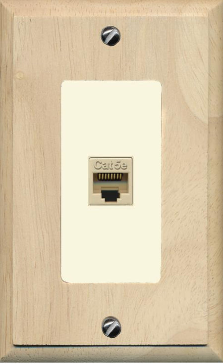 RiteAV 1 Gang Decorative 1 Port Cat5e Wall Plate - 1 Gang [Wood/Light-Almond]