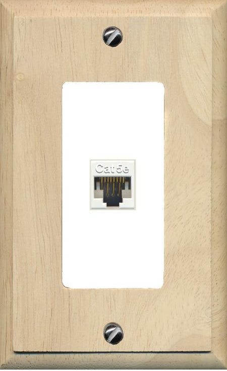 RiteAV 1 Gang Decorative 1 Port Cat5e Wall Plate - 1 Gang [Wood/White]