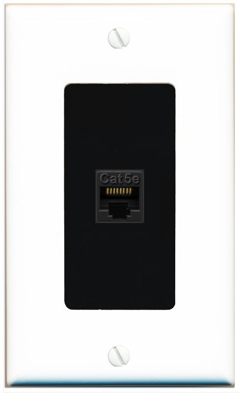 RiteAV 1 Gang Decorative 1 Port Cat5e Wall Plate - 1 Gang [White/Black]