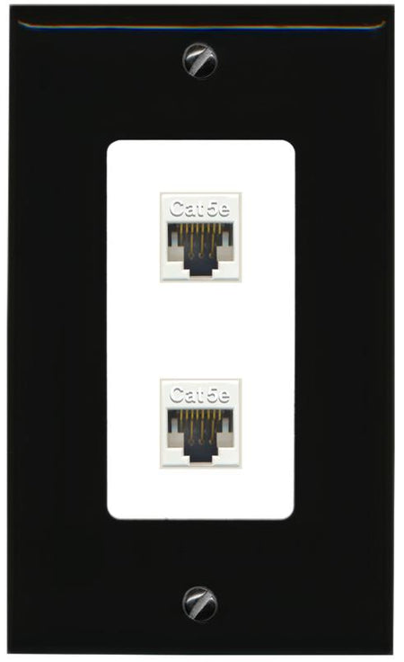 RiteAV 1 Gang Decorative 2 Port Cat5e Wall Plate - 1 Gang [Black/White]