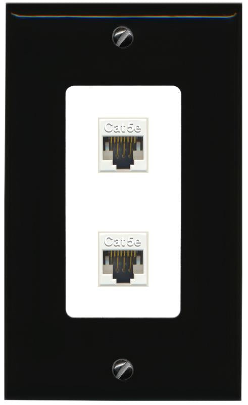 RiteAV 1 Gang Decorative 2 Port Cat5e Wall Plate - 1 Gang [Black/White]