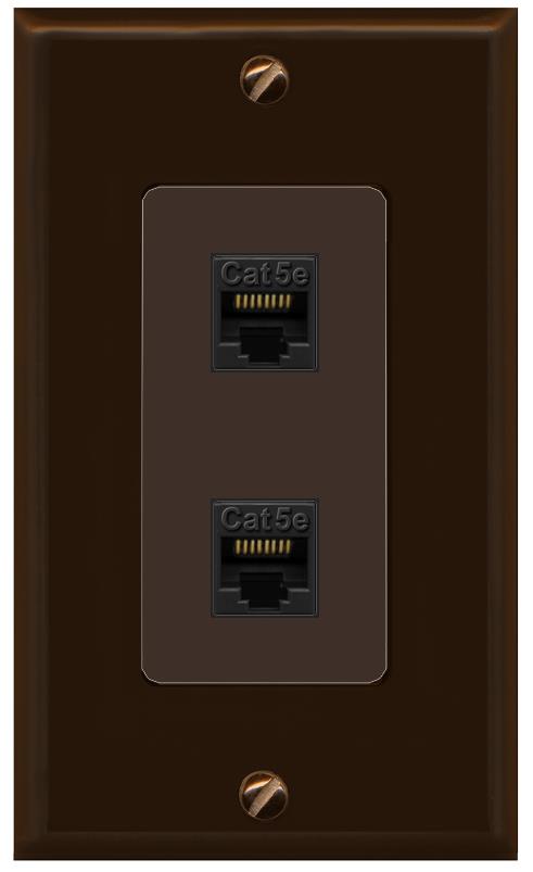 RiteAV 1 Gang Decorative 2 Port Cat5e Wall Plate - 1 Gang [Brown/Brown]