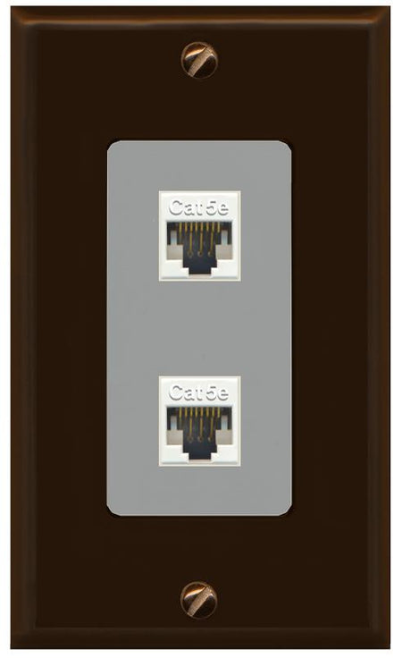 RiteAV 1 Gang Decorative 2 Port Cat5e Wall Plate - 1 Gang [Brown/Gray]