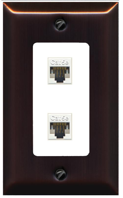 RiteAV 1 Gang Decorative 2 Port Cat5e Wall Plate - 1 Gang [Bronze/White]