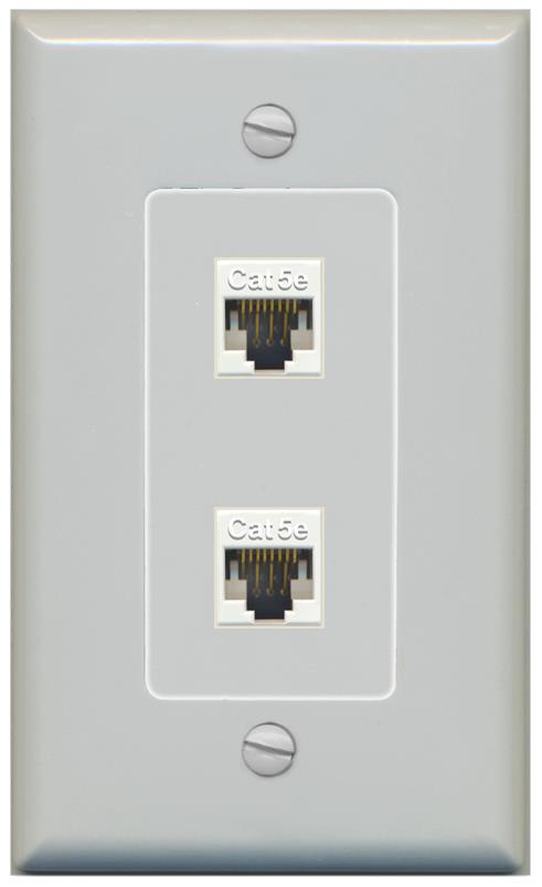 RiteAV 1 Gang Decorative 2 Port Cat5e Wall Plate - 1 Gang [Gray/Gray]