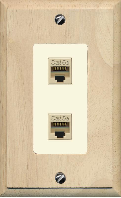 RiteAV 1 Gang Decorative 2 Port Cat5e Wall Plate - 1 Gang [Wood/Light-Almond]