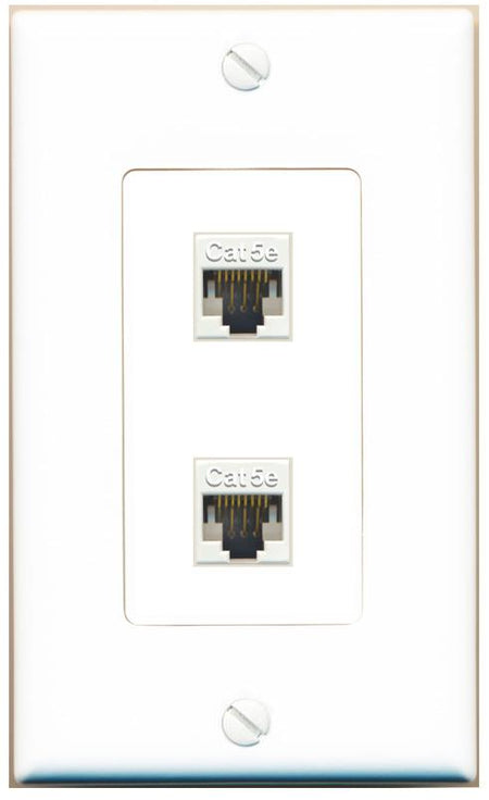 RiteAV 1 Gang Decorative 2 Port Cat5e Wall Plate - 1 Gang [White]