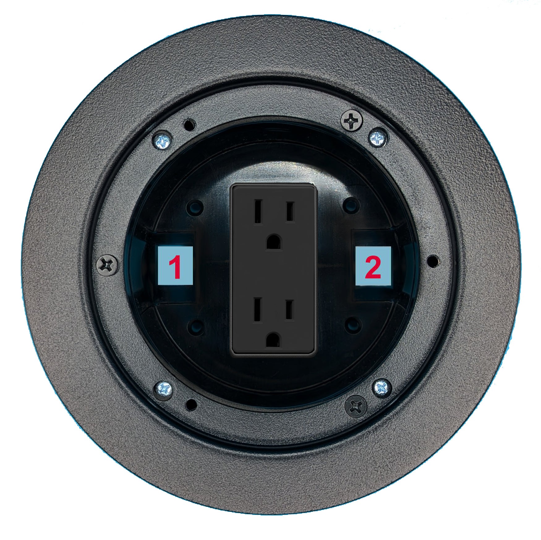 RiteAV Custom Recessed Floor Wall Plate Box Kit with Power Outlet [Black]