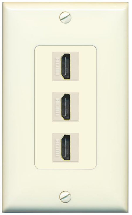 RiteAV - 3 Port HDMI 2.0 Decorative Wall Plate - 1 Gang [Light-Almond]