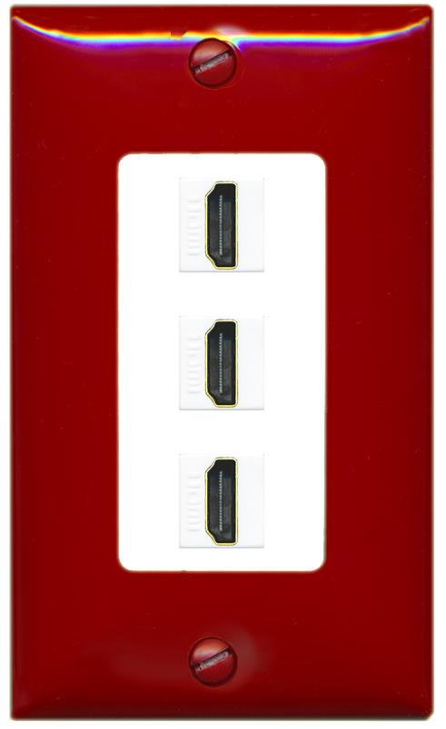 RiteAV - 3 Port HDMI 2.0 Decorative Wall Plate - 1 Gang [Red/White]
