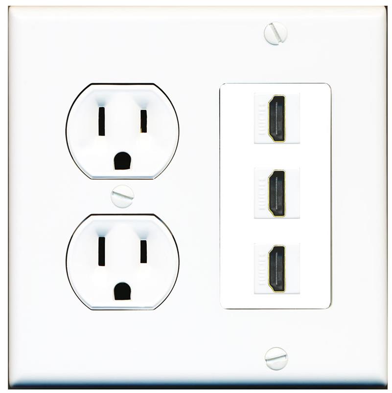 RiteAV - 3 Port HDMI 2.0 Decorative Wall Plate - Round Outlet [White]