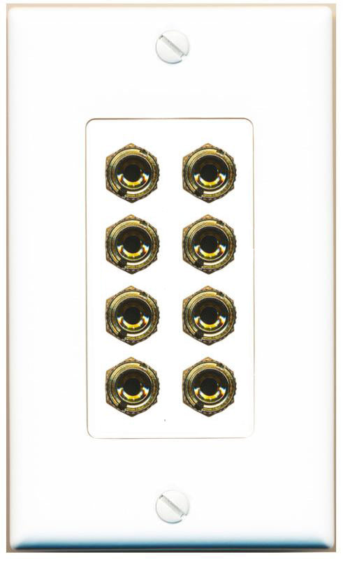 RiteAV 8 Banana 4 Speaker Surround Female Coupler Binding Post Wall Plate 3 Pack