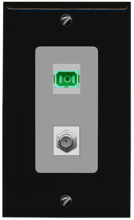 RiteAV 1 Port SC-APC Fiber Simplex Coax Cable TV Wall Plate - 1 Gang [Black/Gray]