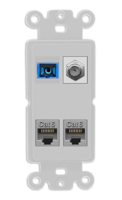 RiteAV 1 Port SC Singlemode Coax and 2 Cat6 Wall Plate - Rocker [Gray/Gray]
