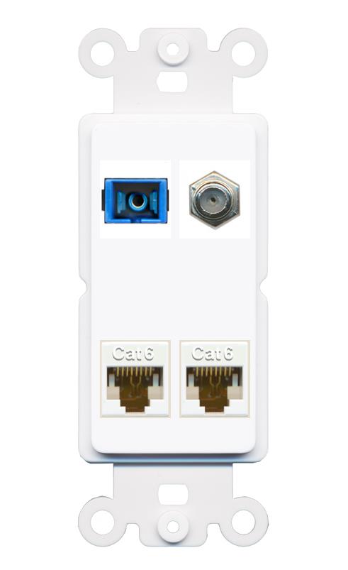 RiteAV 1 Port SC Singlemode Coax and 2 Cat6 Wall Plate - Rocker [White]