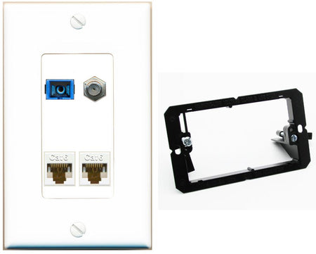 RiteAV 1 Port SC Singlemode Coax and 2 Cat6 Wall Plate - Bracket [White]